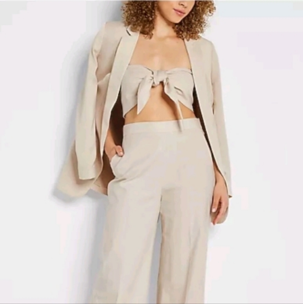EXPRESS | Strapless Bandeau Crop Top  Linen